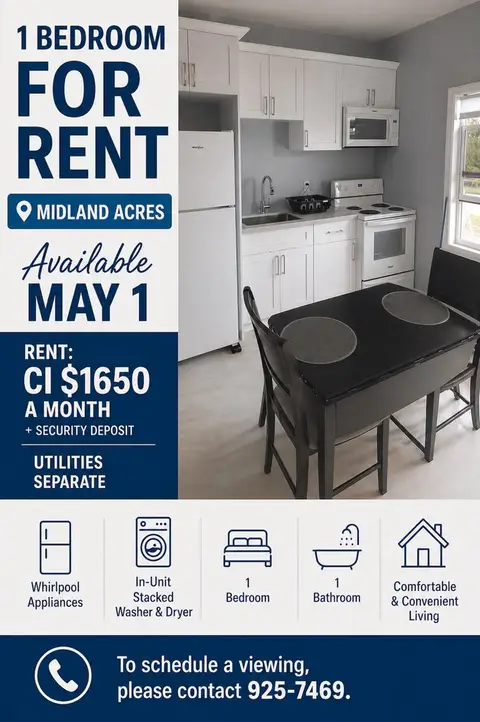 1 Bed / 1 Bath Apartment for Rent – Midland Acres